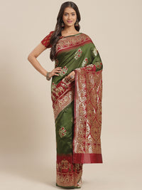 Chhabra 555 Ombre Resham & Zari weaving Silk Saree with Peacock & Wedding Procession Doli Motifs