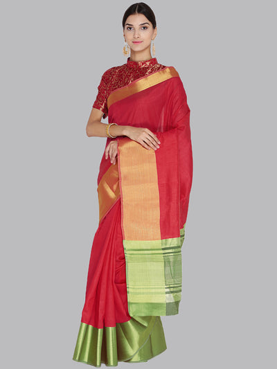 Chhabra 555 Red and Gold Woven Design Banarasi Silk Saree 