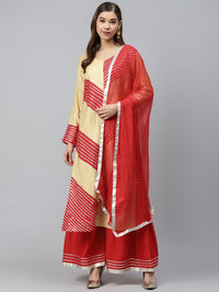 Made to Measure Colorblocked Kurta Sharara Set with Silver Gotta Patti Embroidery