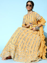 Chhabra 555 Made-to-Measure Mirror Work Embellished Kurta With 3 Layered Sharara & Frills Dupatta 
