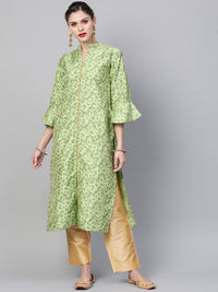 Chhabra 555 Made to Measure Kurta Pants Set With Embossed Floral Print and Stylized Buttons
