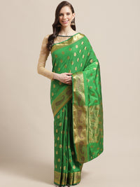 Banarasi Handloom Paisley Saree with Zari Woven Border and Heavy Rich Pallu