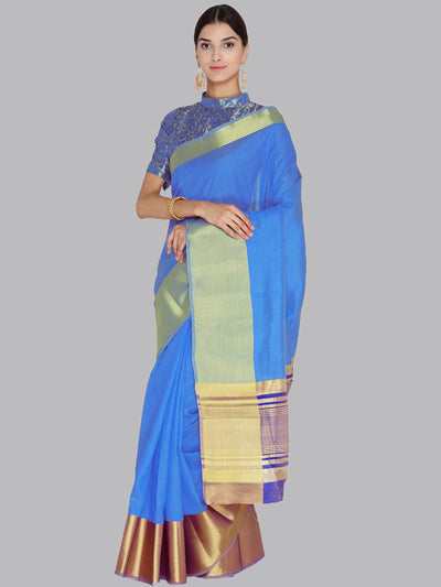 Chhabra 555 Blue and Gold Woven Design Banarasi Silk Saree 