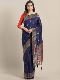 Chhabra 555 Banarasi Jamdani inspired saree with Zari Meenakari border and pallu with tassels 