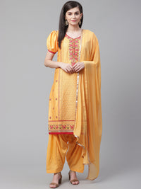 Pastel Cotton Suit Dupatta with Resham Floral Embroidery, Buttons and Laced Dupatta