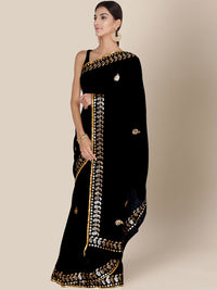 Black Chiffon Gotta Patti Work Embellished Party Wear Saree
