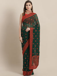 Chhabra 555 Georgette Resham Multicolor Embroidery Saree with Paisley Resham palla and crystals 