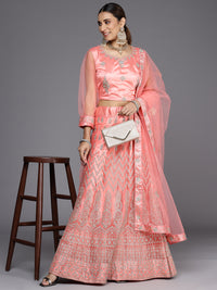 Chhabra 555 Semi-stitched Silver Zari Embroidered & Stone Embellished Cocktail Bling Net Lehenga Set