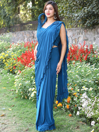 Chhabra 555 Pre-Draped Embellshed Ruffled Saree with Structured Asymmetrical Pleated Blouse