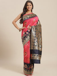 Chhabra 555 Ombre Resham & Zari weaving Silk Saree with Peacock & Wedding Procession Doli Motifs