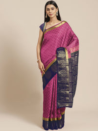 Chhabra 555 Traditional Banarasi Saree with Contrast peacock motif woven border