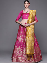 Chhabra 555 Burgundy Semi Stitched Banarasi Brocade Silk Lehenga with Zari & Resham Weaving