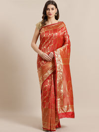 Chhabra 555 Kanjiwaram inspired French silk saree with Oxidised Zari Weaving in a Gharchola Pattern