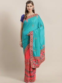 Chhabra 555 Kantha inspired Half and Half Banarasi Silk saree with Zari and Resham Embroidery