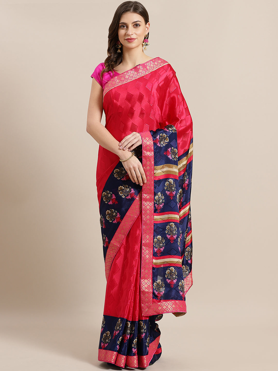 Chhabra 555 French Woven Crepe Printed Saree with Floral Digital printing and Banarasi Border