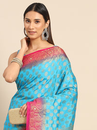 Chhabra 555 Banarasi Ethnic & Paisley Motifs Stone Embellished Silk Saree With Contrast Border 