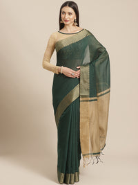 Deep Tone Banarasi Heritage of India Saree with Weaving Border, Contrast Pallu & Jhalar
