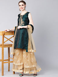 Chhabra 555 Made-to-measure Kurta Sharara Set with Crystal Embellishments and Embroidered Sharara