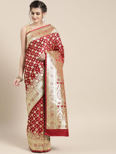 Chhabra 555 Kanjiwaram inspired Silk saree with intricate Heavy  Zari Buties weaving 