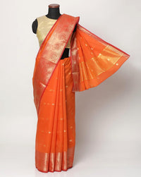 Chanderi Banarasi Silk Saree in Intricate Ethnic Zari Weaving Border Pattern