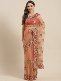 Chhabra 555 Net Floral Zari & Resham Embroidered Saree Embellished With Stone Work

Color: Pink

Type: NA Sarees

Pattern: Embroidered

Pattern Type: Floral

Ornamentation: Zari

Border: Embroidered

Fabric: Net

Saree length: 5.50 mtr., Width: 1.10 mtr, Blouse length: 0.70 mtr
Dry Clean

The CAD image gives a detailed look of the actual blouse piece that comes with this saree. The blouse used by the model in the pictures is only for styling purpose.