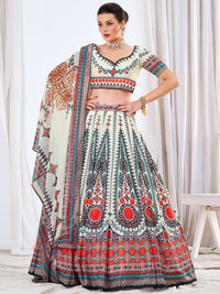 Embellished Kalidar Lehenga Set with Digital Printed Dupatta