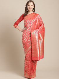 Banarasi Handloom Paisley Saree with Oxidised Gold Zari Woven  floral and paisley motifs