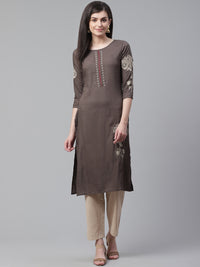 Made to Measure Embellished Kurta Set With Mirror Work and Floral Resham Embroidery