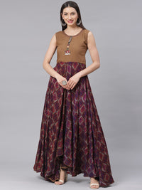 Made to Measure Embroidered Anarkali Gown with Quirky Animal Prints and Wooden Buttons
