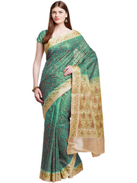 Chhabra 555 Green Embroidered Tussar Silk Party Wear Saree