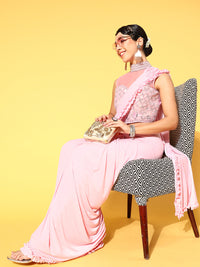 Chhabra 555 Pre-Draped Ready to wear Lycra Saree with Sequin Embellished Halter Neck Blouse