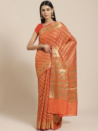 Banarasi Heritage of India Saree with Gold Zari &  Resham Weaving in Geometrical Pattern