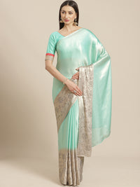 Pastel Ombre Satin Cocktail Saree with Crystal Embellishments in a Floral Pattern