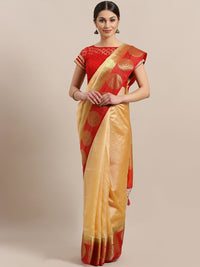 Chhabra 555 Banarasi Jamdani inspired saree with Zari broad contrast border 