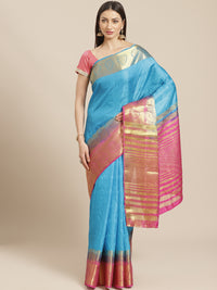 Banarasi Heritage Self Embossed Saree with Gold Zari, Paisley Motifs & Ombre dyeing