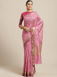 Handloom Chanderi Saree with ReshamEmbroidery intricate Floral Butas &Zari Ethnic Border