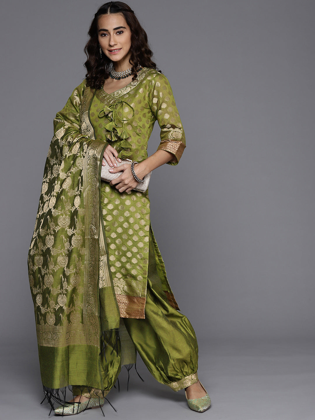 Shop orange Banarasi Silk kurta for women | The Indian Couture