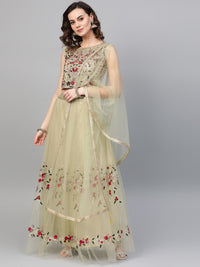 Made-to-Measure Crop Top Lehenga with Resham Zari embroidery & flared kalidar hemline