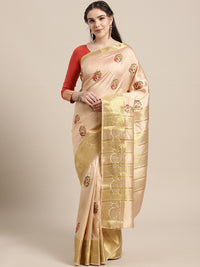 Chhabra 555 Mysore silk saree with intricate Zari weaving border And Resham Cross stitch embroidery