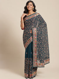 Georgette Sequin Embellished Saree with Resham Parsi style Embroidery