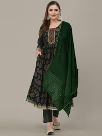 Chhabra 555 Green Ethnic Motifs Anarkali Sharara Set with Gotta Patti Embellishments ,Lurex Dupatta