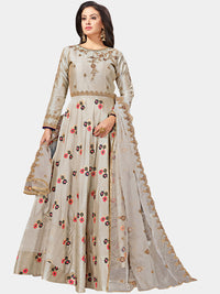 Banarasi Woven Gown with Zari Embroidered Dupatta