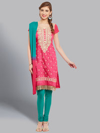 Chhabra 555 Cotton Dress Material with Floral Resham Embroidery and Scalloped Zari Cut work border