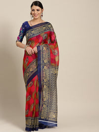 Chhabra 555 Chanderi Silk Printed Saree with Patola Animal and Floral motifs