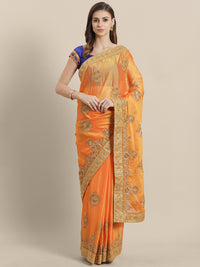 Chhabra 555 Chiffon Crystal Embellished Saree with Zari and Resham Embroidered border