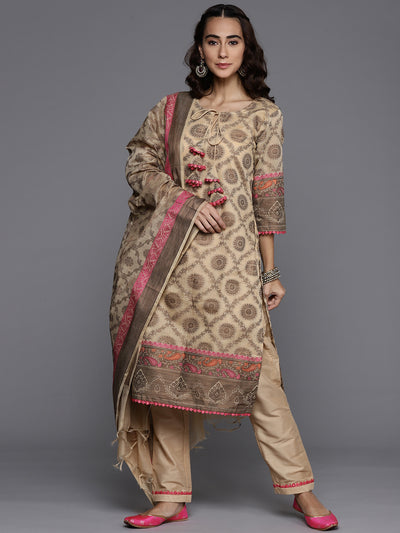 Chhabra 555 Beige Banarasi Weaving Embellished Unstitched Suit Salwar Set With Handloom Dupatta 