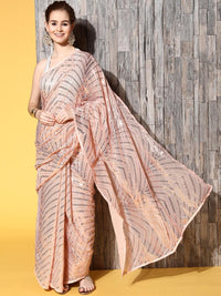 Chhabra 555 Pastel Pink Metallic Sequin Embellished Shimmer Georgette Cocktail Saree