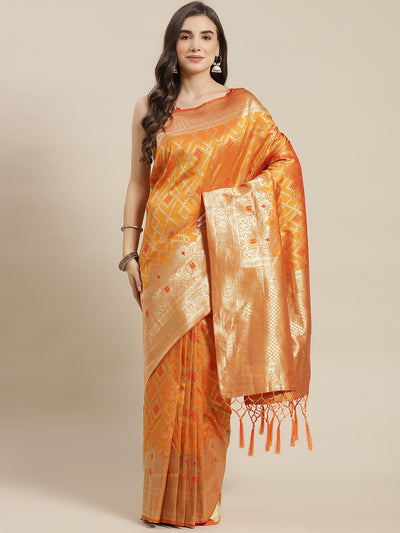 Chhabra 555 Mustard Ikat pattern Banarasi Saree with Resham & Zari Weaving

Color: Mustard

Type: Banarasi Sarees

Pattern: Woven Design

Pattern Type: Geometric

Ornamentation: Zari

Border: Woven Design

Fabric: Silk Blend

Saree length: 5.30 mtr., Width: 1.10 mtr, Blouse length: 0.80 mtr
Dry Clean Only

The CAD image gives a detailed look of the actual blouse piece that comes with this saree. The blouse used by the model in the pictures is only for styling purpose.