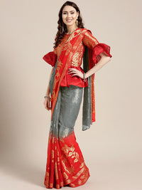 Chhabra 555 Grey And Red Ombre Khaddi Georgette Saree with Floral Zari Weaving

Color: Grey & Red

Type: NA Sarees

Pattern: Dyed

Pattern Type: Floral

Ornamentation: NA

Border: Woven Design

Fabric: Georgette

Saree: 5.35mtr., Width: 1.10 mtr, Blouse: 0.80 mtr
Dry Clean Only

The CAD image gives a detailed look of the actual blouse piece that comes with this saree. The blouse used by the model in the pictures is only for styling purpose.