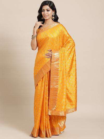 Chhabra 555 Mustard Foil Print Silk Saree with Brocade Zari Borders & Embroidered Paisley motifs

Color: Mustard

Type: NA Sarees

Pattern: Woven Design

Pattern Type: Paisley

Ornamentation: Zari

Border: Woven Design

Fabric: Art Silk

Saree length: 5.25 mtr., Width: 1.10 mtr, Blouse length: 0.70 mtr
Dry Clean only

The CAD image gives a detailed look of the actual blouse piece that comes with this saree. The blouse used by the model in the pictures is only for styling purpose.